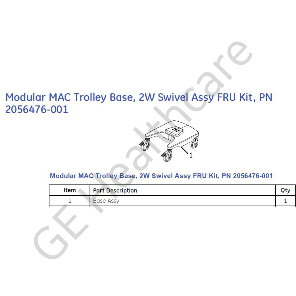 MAC 5500/3500 Trolley Base Assembly Kit with 2 Swivel Wheels