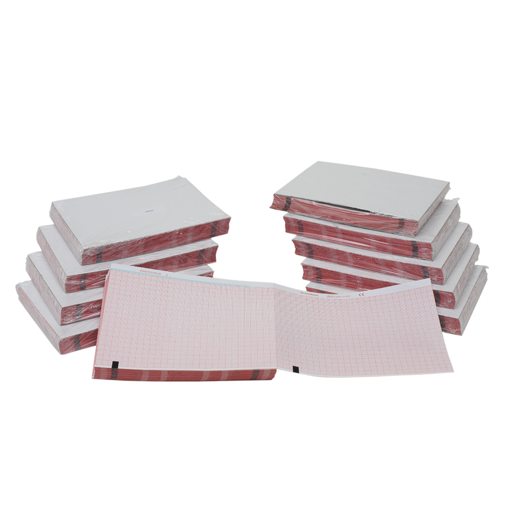 PAPER 110MM WIDE, RED GRID 100MM WIDE, Z-FOLD, BLOCK QUEUE, 200 SHEETS, 10 PACKS