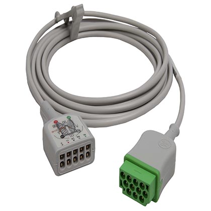 ECG Trunk Cable with 3/5-Lead Connector AHA, 3.6 m/12 ft., 1/pack