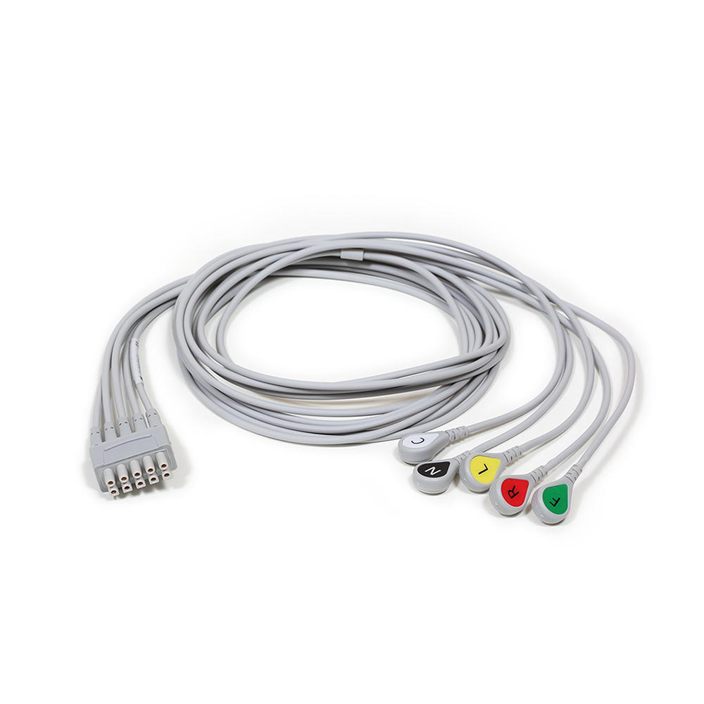 ECG Leadwire set, 5-lead, grouped, snap, IEC, 130 cm/51 in, 1/pack ECG Leadwire set, 5-lead, grouped, snap, IEC, 130 cm/51 in, 1/pack