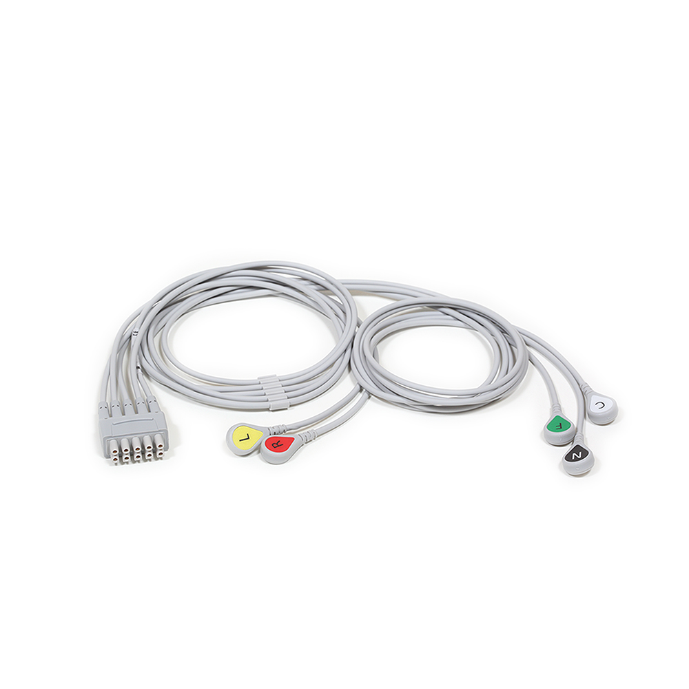 ECG Leadwire set, 5-lead, grouped, snap, IEC, mix 74 cm/29 in, 130 cm/51 in, 1/pack