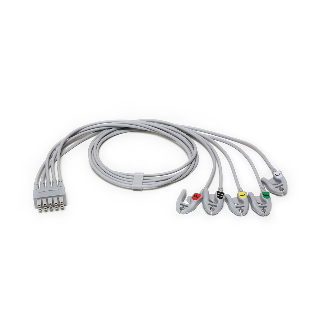 ECG Leadwire set, 5-lead, grouped, grabber, IEC, 74 cm/29 in, 1/pack