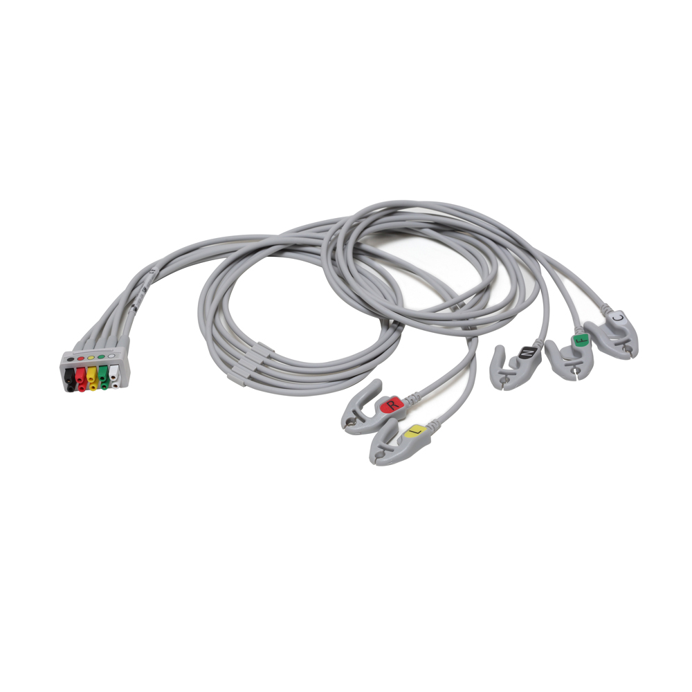 ECG Leadwire set, 5-lead, grabber, IEC, mix 74 cm/29 in, 130 cm/51 in, 1/pack ECG Leadwire set, 5-lead, grabber, IEC, mix 74 cm/29 in, 130 cm/51 in, 1/pack